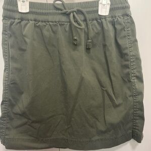 Women’s XS Army Green Mini Skirt with Elastic Waistband and Tie-front